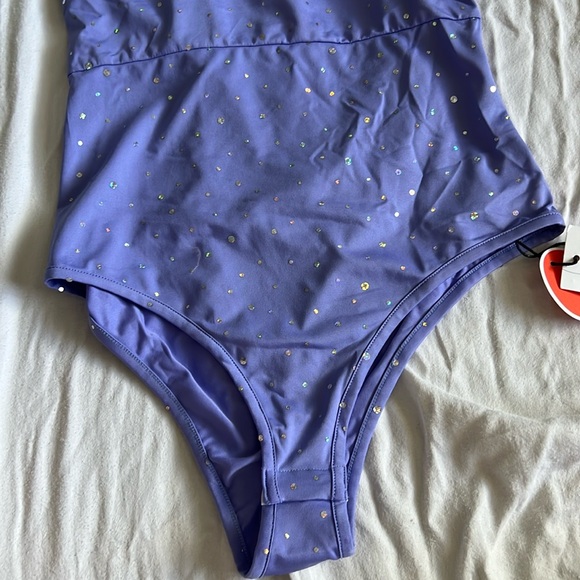 Cider Purple Sparkle Cowl Neck Bodysuut XS NWT - Picture 4 of 7